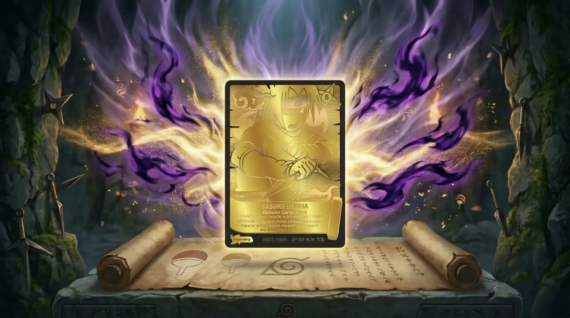 Naruto Mythos TCG Gold Card Sasuke : la 2e carte or de la 1ère édition révélée